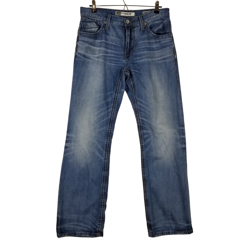 BKE Derek Mens Straight Leg Jeans‎ 31R Medium Wash Blue Denim 100% Cotton